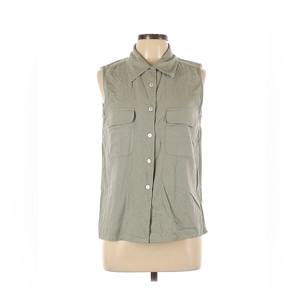 Vintage raw silk button tank